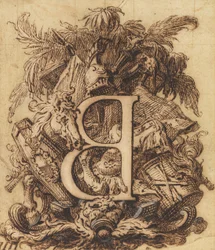 Ornamentaler Entwurf für den Buchstaben B